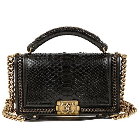 chanel medium python boy bag|chanel le boy python bag.